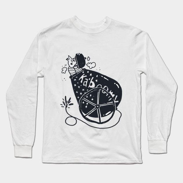 Kaboom Circus Illustration Long Sleeve T-Shirt by Rachelle Maryse